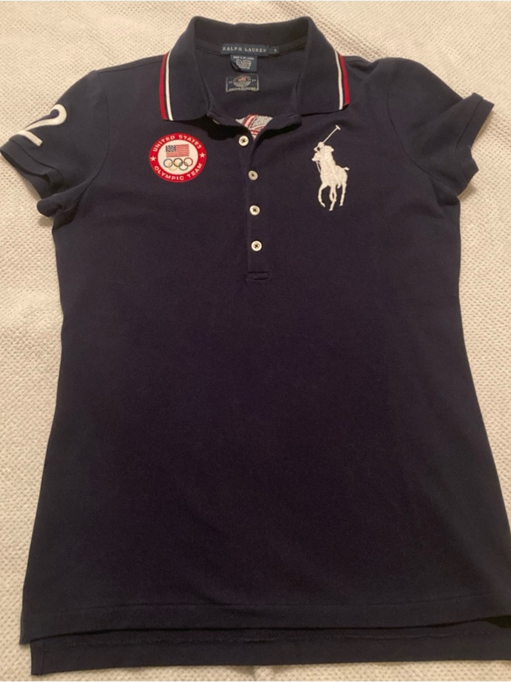 Ralph Lauren Womens Navy Polo Shirt with 2012 London Olympic Games